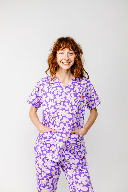 Purple Petals Scrub Set