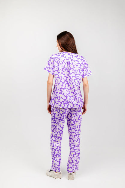 Purple Petals Scrub Set